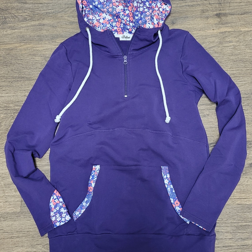 Purple Hoodie with Floral Lining